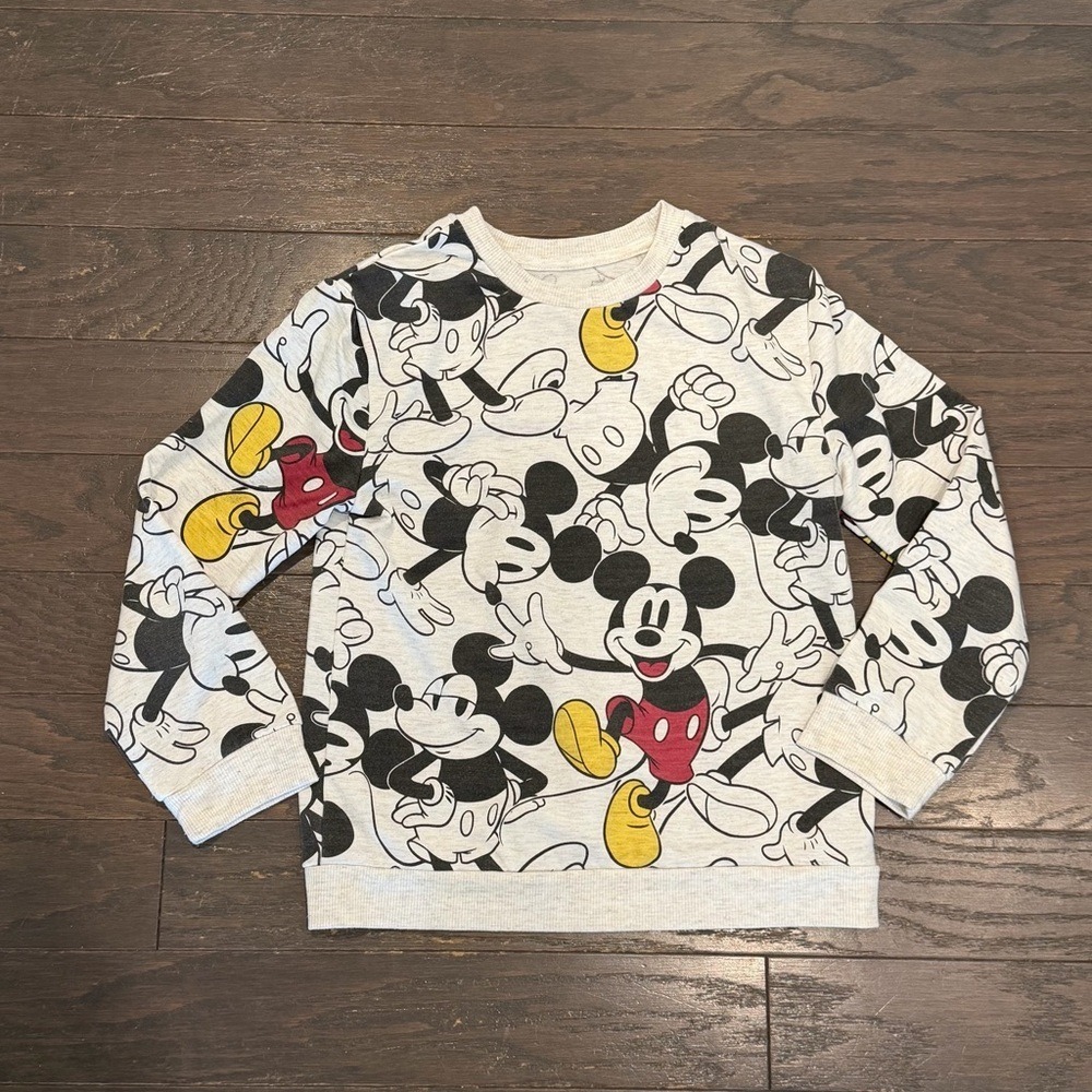 Disney Mickey Mouse All Over Print Long Sleeve Sweatshirt Size 8‎